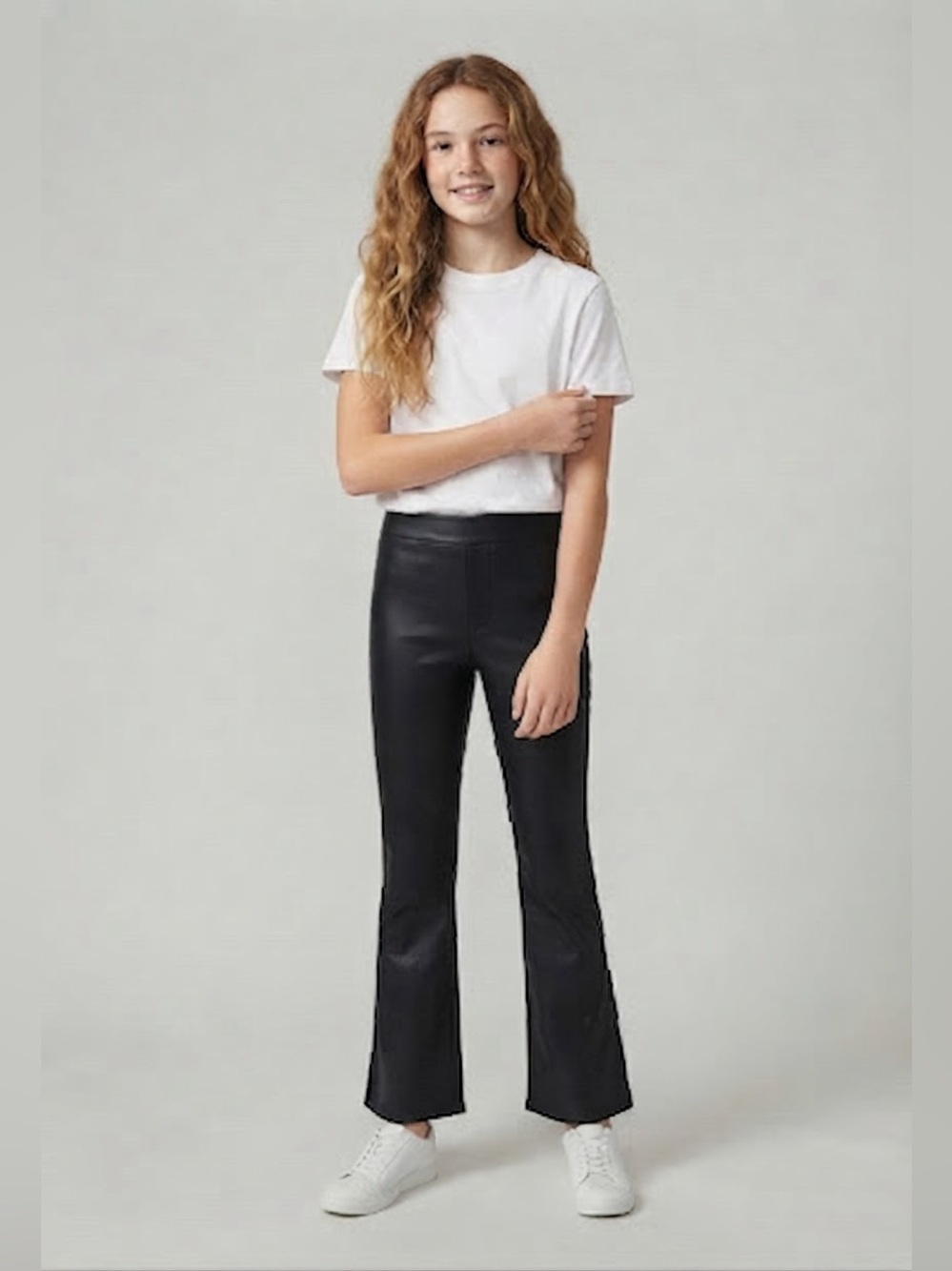 Big Girls Black Faux Leather Leggings